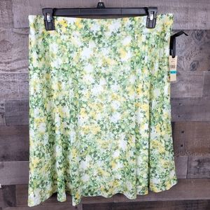 Emaline Tulle Floral Print Flare Midi Skirt